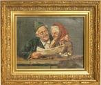 Schilderij: Twee oudjes lezen de courant. / Dagblad, Ophalen