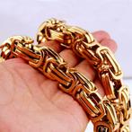Zware koningsketting - Evan - in goudkleur - 15 mm dikte, Handtassen en Accessoires, Kettingen, Verzenden, Nieuw, Goud, Overige materialen