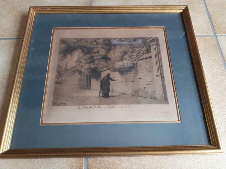 Zeer oude ets van Henry Bodart, Antiek en Kunst, Kunst | Etsen en Gravures, Ophalen