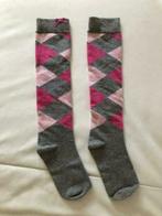 Chaussette montante à carreaux rose & gris : Taille unique, Comme neuf, Chaussettes et Chaussettes genoux, Enlèvement ou Envoi