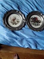 2 assiettes bord etain decor chasse, Ophalen