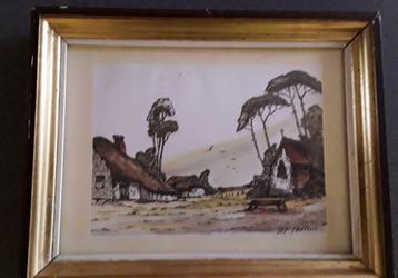 Kleurenlitho hoeve met kapel door Jef Peeters, Envoi