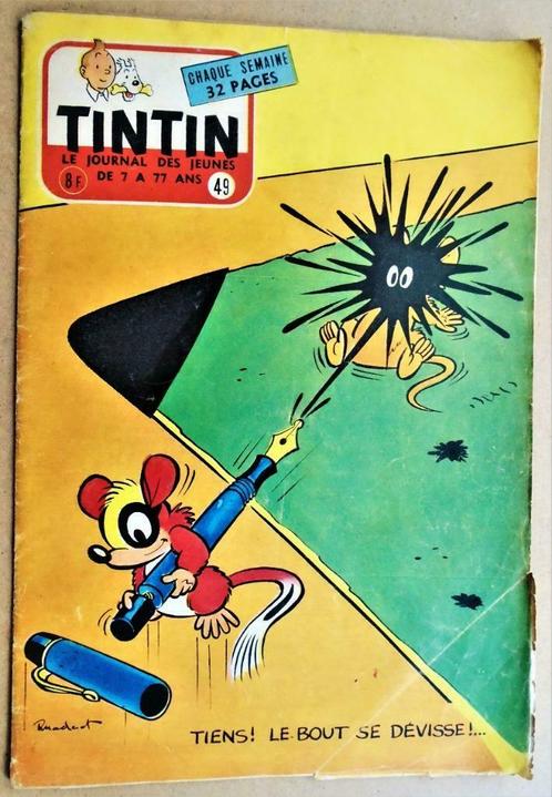 Tintin, Le Journal des Jeunes de 7 à 77 ans - 1955 - n°49, Boeken, Tijdschriften en Kranten, Gelezen, Overige typen, Ophalen of Verzenden