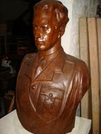 Emile BOURGEOIS Mechelen beeld Leopold III buste Congo hout, Antiquités & Art, Enlèvement