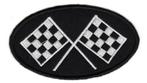 Patch checkered flag ovaal - 115 x 60 mm, Motos, Autres types, Neuf, sans ticket