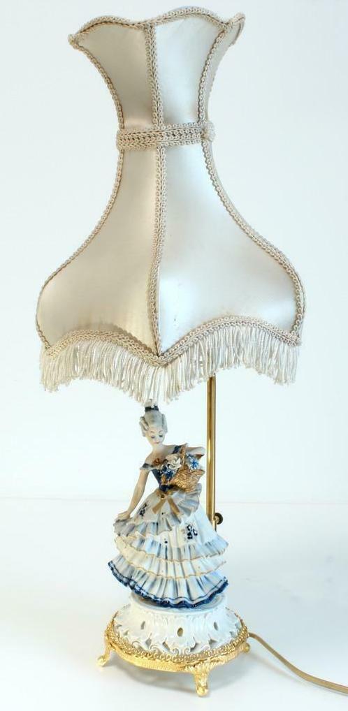 Lampedaire - lampadaire - tafellamp biscuit, Huis en Inrichting, Lampen | Tafellampen, Gebruikt, Minder dan 50 cm, Metaal, Stof