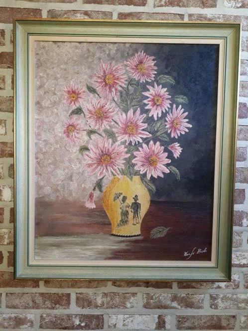 Schilderij vaas met bloemen van  BobTorfs, Antiquités & Art, Art | Peinture | Moderne, Enlèvement