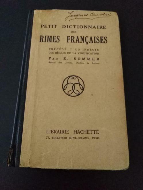 Petit dictionnaire des rimes françaises, E. Sommer, Livres, Livres Autre, Utilisé, Enlèvement ou Envoi