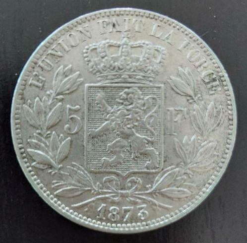 Belgium 1873 - 5 Fr. Zilver - Leopold II - Morin 160 - Pr, Postzegels en Munten, Munten | België, Losse munt, Zilver, Zilver, Verzenden