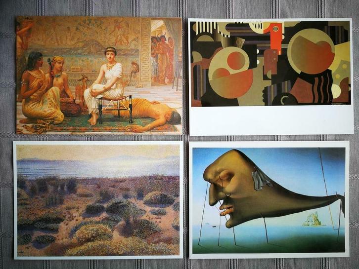 Setje 4 kunstkaartjes, o.a. Dali, Servranckx,..., Verzamelen, Foto's en Prenten, Zo goed als nieuw, Prent, Overige onderwerpen