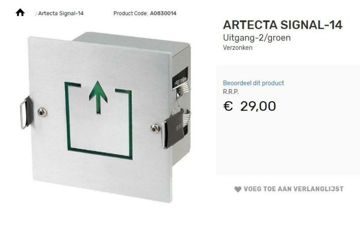 ARTECTA uitgang aanduiding groen led, Huis en Inrichting, Lampen | Overige, Nieuw, Ophalen of Verzenden