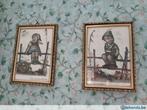 hummel 2 prenten in kadertjes van kindjes, Antiquités & Art, Art | Peinture | Moderne, Enlèvement