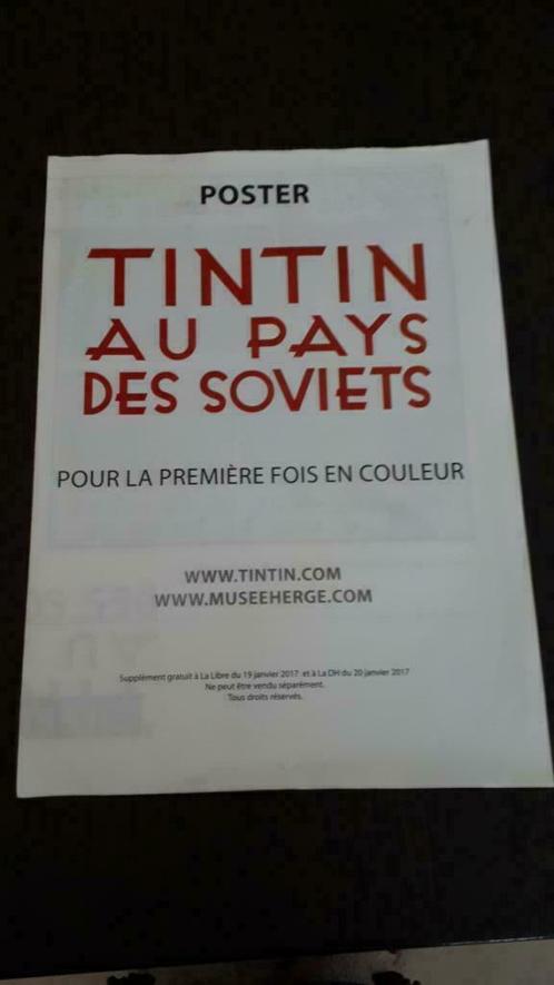 Poster Tintin au pays des soviets, Collections, Personnages de BD, Neuf, Image, Affiche ou Autocollant, Tintin, Enlèvement ou Envoi