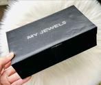 Boîte coffret bijoux femme noir satiné strass Deco design, Gebruikt