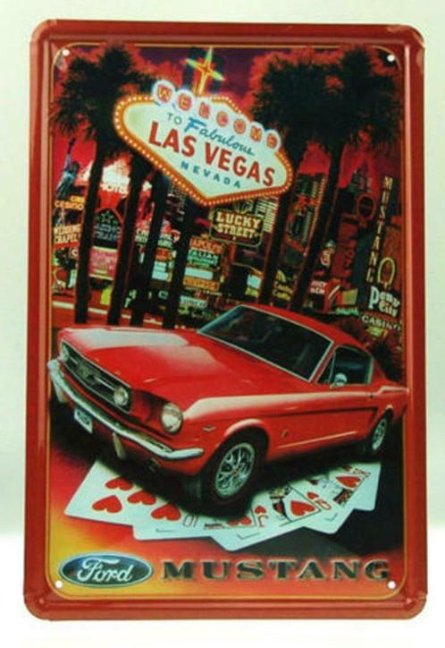 USA metalen plaat Las Vegas Ford Mustang - Poker games NEW, Collections, Marques & Objets publicitaires, Neuf, Panneau publicitaire