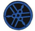 Patch Yamaha logo zwart/blauw - 78 x 78 mm