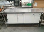 Inox tafel 180 x 60 cm met trespa deuren, Ophalen of Verzenden