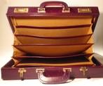 Vintage bruinlederen aktetas - Louise Fontaine, Slot, Ophalen of Verzenden, Zo goed als nieuw, Minder dan 35 cm