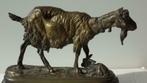 Em. FREMIET animalier France antiek XIX bronzen geit & jong, Ophalen