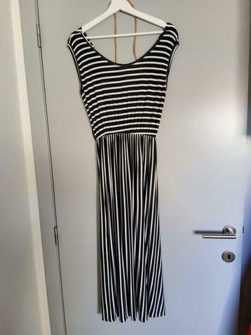 Lang luchtig zwart/wit kleed maat s, Enlèvement ou Envoi, Taille 36 (S), Comme neuf, Blanc