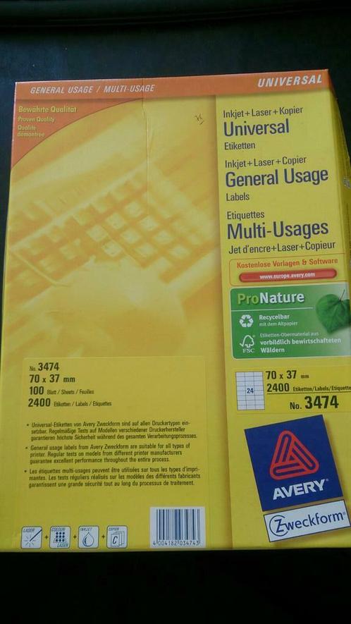 76 vellen Avery Zweckform adresetiketten, Diversen, Schrijfwaren, Nieuw, Ophalen of Verzenden