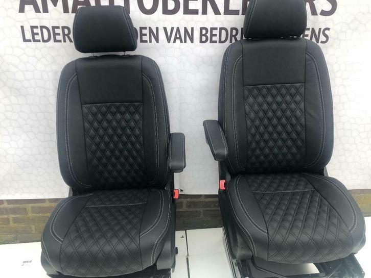 Voor Stoelen merZwart leder Voor Sprinter Crafter Ruitmotief, Auto-onderdelen, Interieur en Bekleding, Mercedes-Benz, Volkswagen