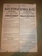 BELGIQUE - FLENU - AFFICHE LEVEE 1886 - MILICE NATIONALE, Photo ou Poster, Armée de terre, Enlèvement ou Envoi