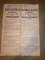 BELGIQUE - FLENU - AFFICHE LEVEE 1886 - MILICE NATIONALE, Verzamelen, Militaria | Algemeen, Ophalen of Verzenden, Landmacht, Foto of Poster