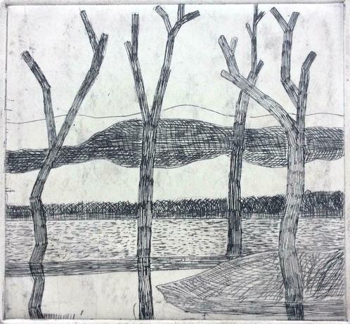 ets Jean-Louis Lebeau 'La douleur des arbres', 1962, Antiek en Kunst, Kunst | Etsen en Gravures, Ophalen of Verzenden