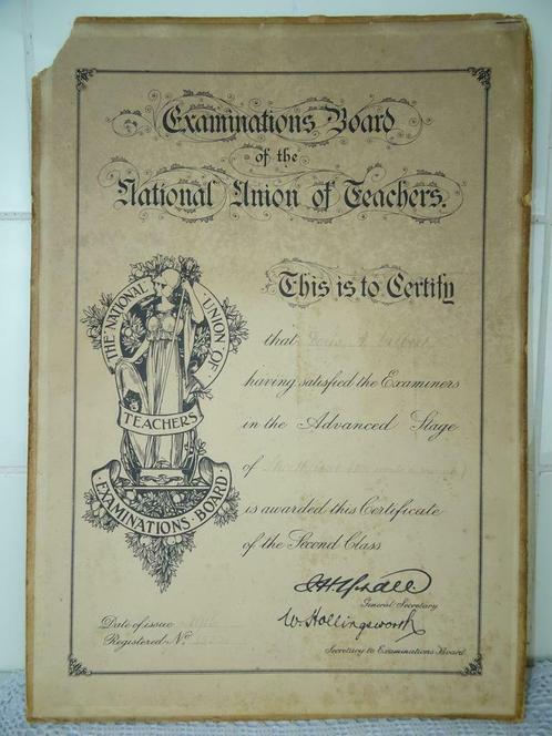 Ancien diplôme 1916 Conseil des examens Union des enseignant, Antiquités & Art, Antiquités | Livres & Manuscrits, Enlèvement ou Envoi
