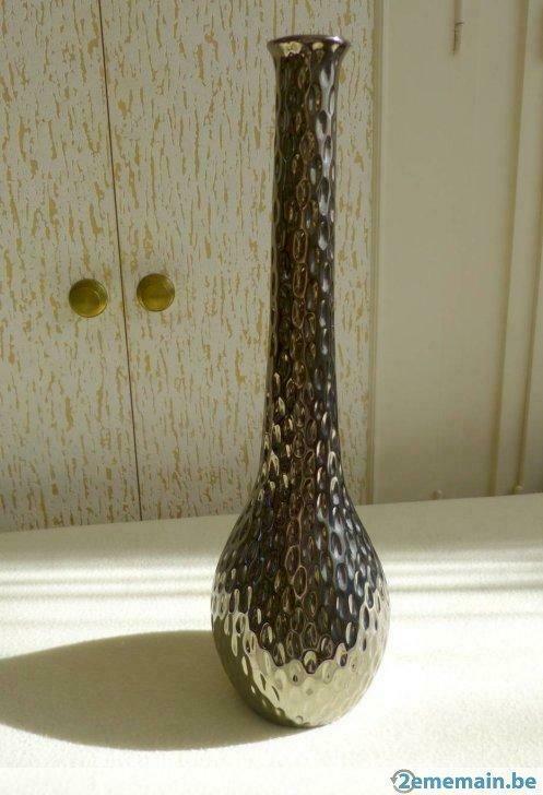 Vase glacis métallisé brun, élégant style moderne, Huis en Inrichting, Woonaccessoires | Vazen, Gebruikt, Overige kleuren, Minder dan 50 cm