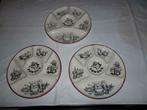 3 assiettes à fondue GIEN France vaisselle peint à la main, Antiquités & Art, Enlèvement ou Envoi