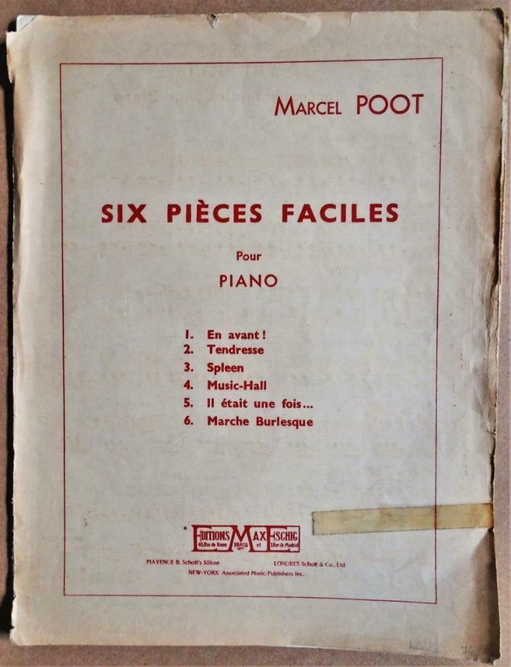 Marcel Poot - Six pièces faciles pour piano - 1950, Boeken, Muziek, Gelezen, Algemeen, Ophalen of Verzenden