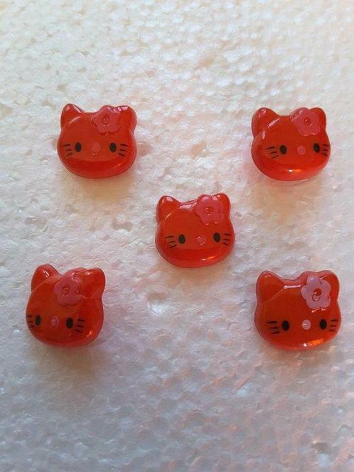 rode fancy buttons 18 mm Hello Kitty hoofdvorm B181627, Hobby en Vrije tijd, Naaien en Fournituren, Nieuw, Ophalen of Verzenden