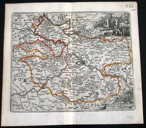 K5 Kaart Namurei 1709 Oude kaart Namur Namen België, Boeken, Atlassen en Landkaarten, Gelezen, Landkaart, België, Voor 1800, Ophalen of Verzenden