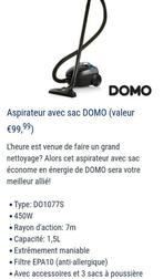 Aspirateur Domo neuf +garantie
