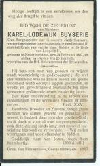 RP Karel-Lodewijk Buyserie Burgemeester Nederboelaere, Verzamelen, Bidprentjes en Rouwkaarten, Rouwkaart, Verzenden