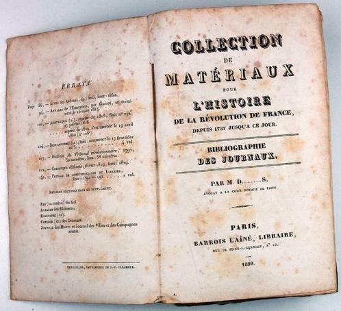 [Franse Revolutie] 1829 Bibliographie des Journaux - Kranten, Antiek en Kunst, Antiek | Boeken en Manuscripten, Ophalen of Verzenden