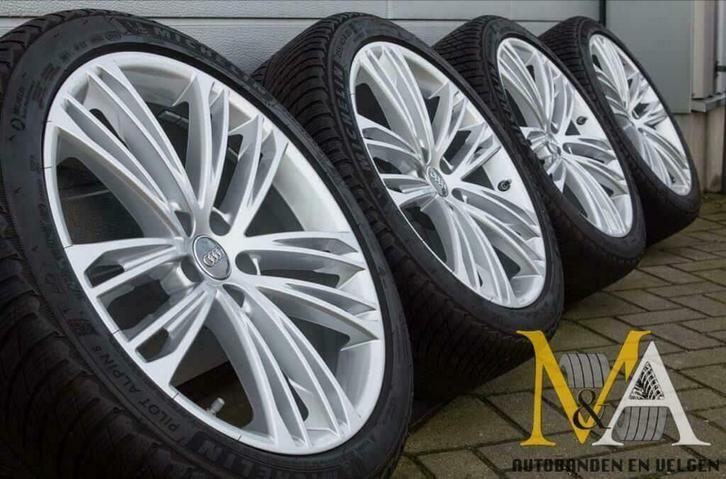 20 INCH ORIGINELE AUDI A7 S7 VELGEN + WINTERBANDEN, Auto-onderdelen, Banden en Velgen, Velg(en), Winterbanden, 20 inch, 255 mm