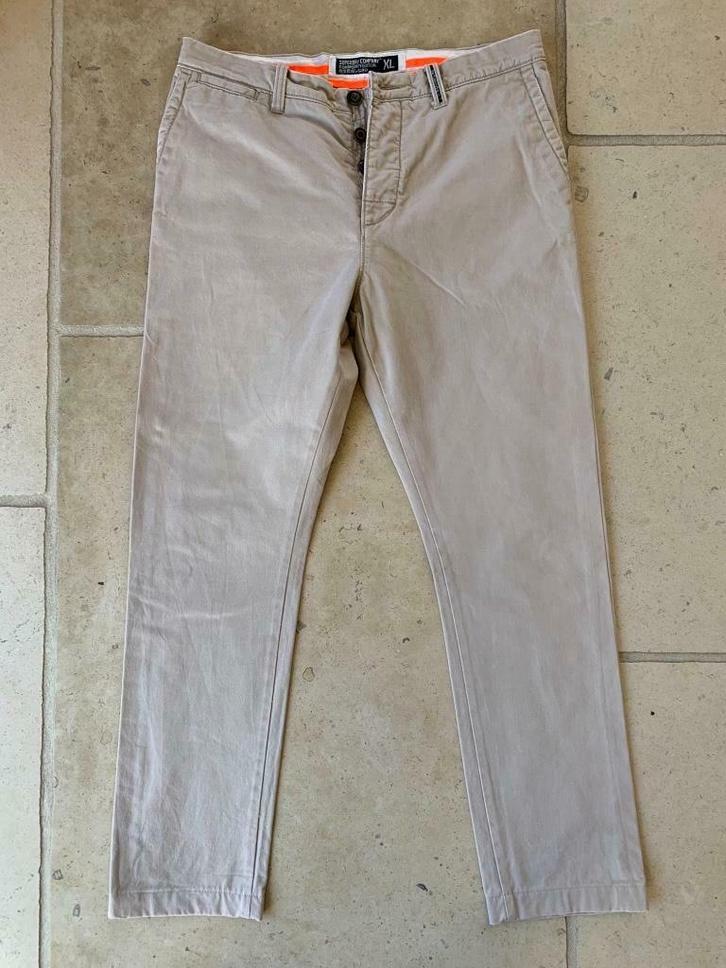 Lichtbeige heren broek /chino 'Superdry', Maat: XL, eerder M, Kleding | Heren, Broeken en Pantalons, Gedragen, Maat 48/50 (M)
