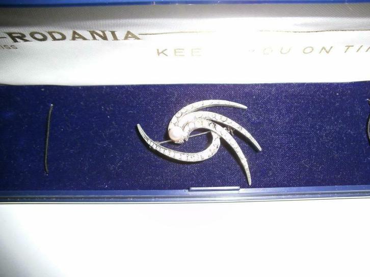 Bijou - Broche avec perle (artificielle) et pierres (précieu, Bijoux, Sacs & Beauté, Broches, Utilisé, Autres matériaux, Argent