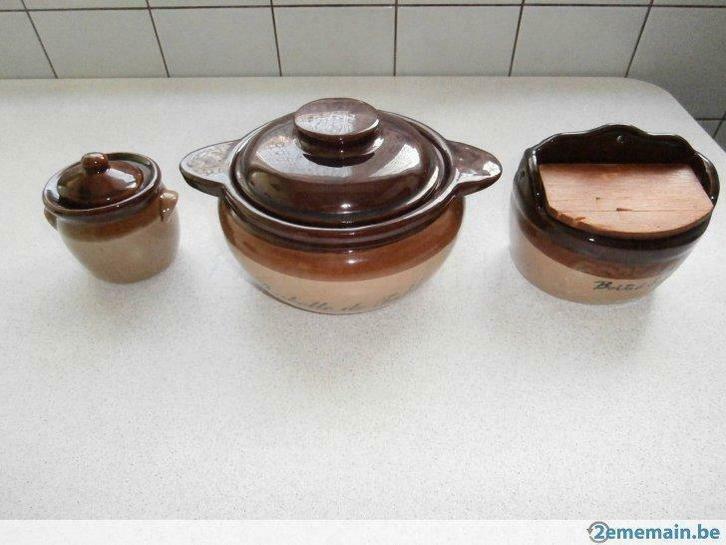 Lot: poubelle de table+boîte à sel+sucrier+pot à lait+pot, Maison & Meubles, Cuisine | Ustensiles de cuisine, Utilisé, Enlèvement