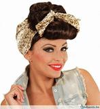 Grease pin-up girl pruik bruin met hoofddoek, Ophalen of Verzenden, Nieuw
