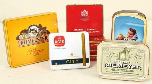 Boîtes en fer blanc de cigares, cigarettes, tabac, Collections, Boîte en métal, Utilisé, Autre, Autres marques, Enlèvement ou Envoi