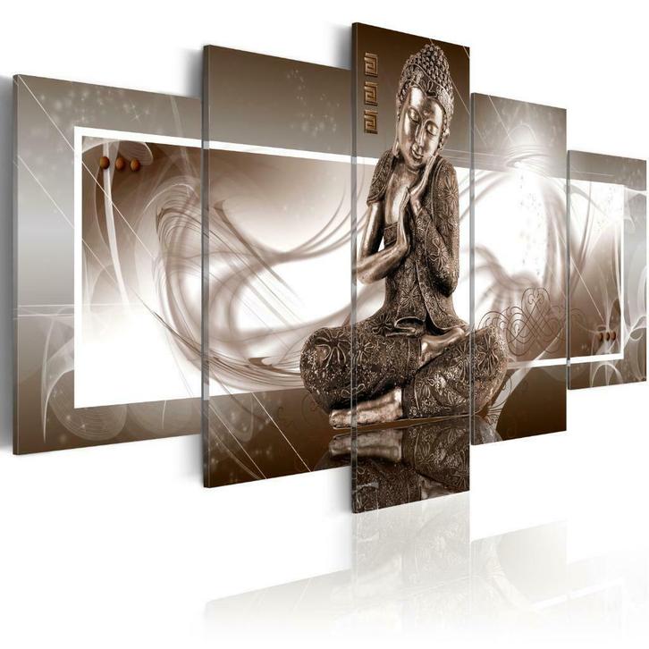 15 Buddha Boedha 5Luik Canvas Schilderij 200x100cm in 2maten, Antiek en Kunst, Kunst | Schilderijen | Klassiek, Ophalen of Verzenden