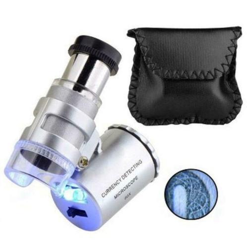 Mini zak microscoop met led en uv licht 60x, Audio, Tv en Foto, Optische apparatuur | Microscopen, Nieuw, Minder dan 400x, Ophalen of Verzenden