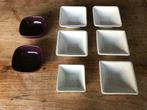 Petites raviers carrés blancs + 2 bordeaux, Ophalen, Keramiek, Overige typen, Zo goed als nieuw