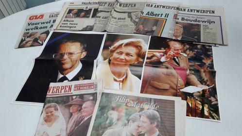 krantenartikels + posters koning, Boeken, Tijdschriften en Kranten, Gelezen, Krant, Ophalen of Verzenden