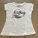 Witte t-shirt Lola&Liza ‘Nothing but denim’ - L (eerder M), Manches courtes, Porté, Taille 42/44 (L), Enlèvement ou Envoi
