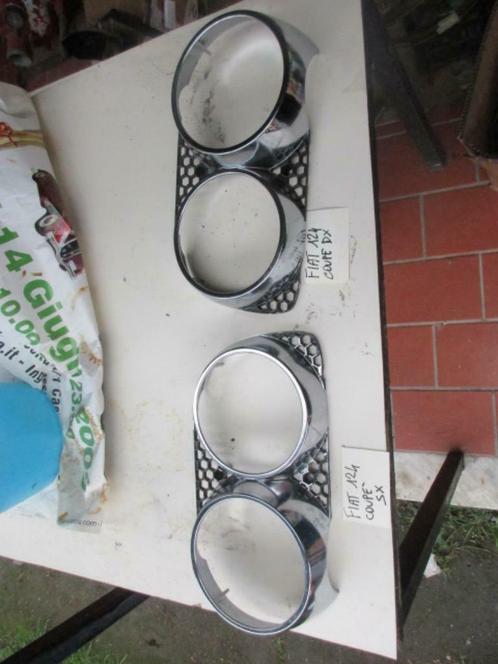 Fiat 124 Sport Coupè headlights chrome frames, Auto-onderdelen, Carrosserie, Fiat, Voor, Gebruikt, Ophalen of Verzenden